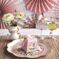 Tea Time 7 in. Premium Paper Plates - Pink (Set of 16)