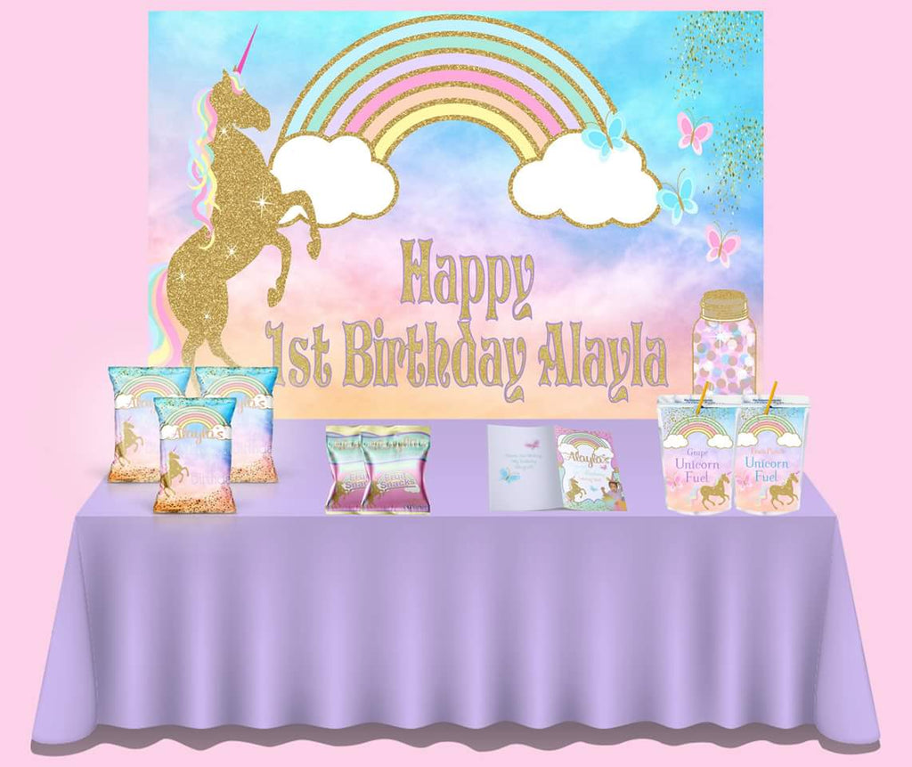 Unicorn Party Decorations Girl Princess Toddler Kids Birthday Pastel  Rainbow 16