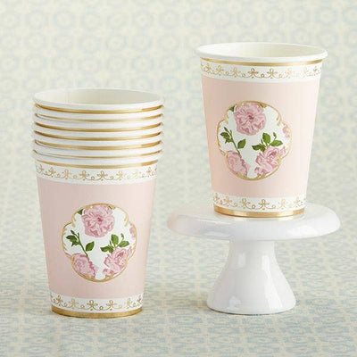 Tea Time 8 oz. Paper Cups - Pink (Set of 16)