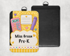 Composition Book Teacher ID Holder with Black Lanyard (6 Color Options)