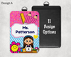 Custom Teacher ID Holder with Black Lanyard