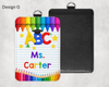 Custom Teacher ID Holder with Black Lanyard