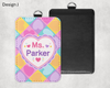Custom Teacher ID Holder with Black Lanyard