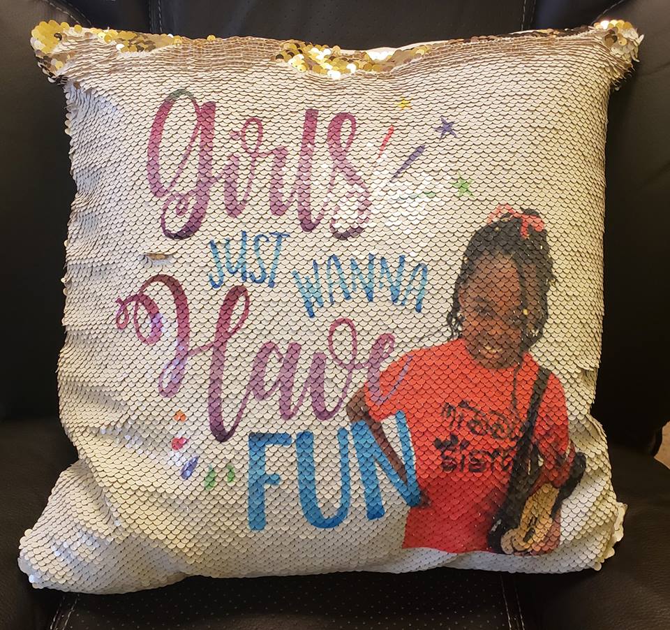 Girls Just Wanna Have Fun Sequin Pillow or Pillowcase - Something Sweet Party Favors LLC