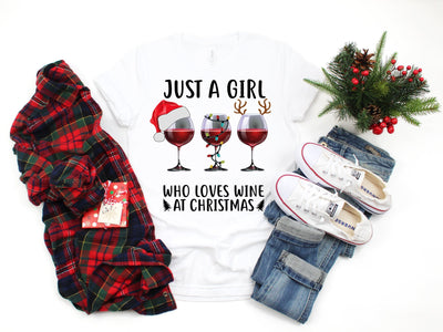 Just A Girl Who Loves Wine At Christmas