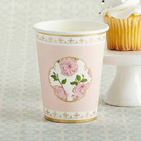 Tea Time 8 oz. Paper Cups - Pink (Set of 16)