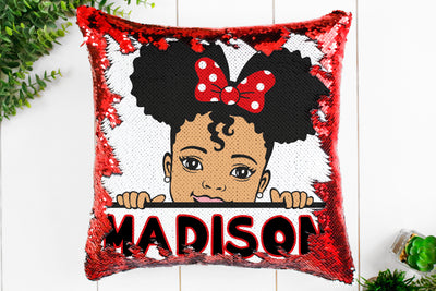 Peeping Little Girl Sequin Pillow - Something Sweet Party Favors LLC