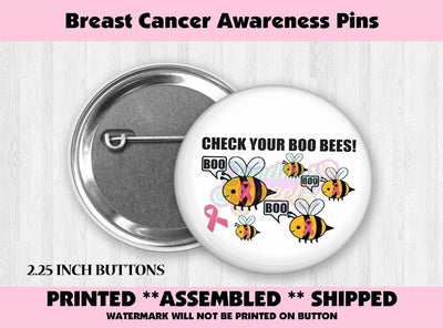 Check Your Boo Bees Breast Cancer Awareness Pins