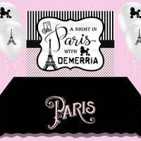 A Night In Paris Birthday Backdrop - FREE SHIPPING - Something Sweet Party Favors LLC
