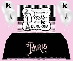 A Night In Paris Birthday Backdrop - FREE SHIPPING - Something Sweet Party Favors LLC