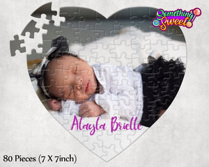 Custom Heart Photo Puzzle With FREE Matching Drawstring Gift Bag - Something Sweet Party Favors LLC