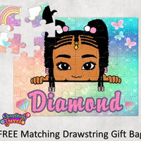 Little Girl With Braids Kids Puzzle With FREE Matching Bag - Something Sweet Party Favors LLC