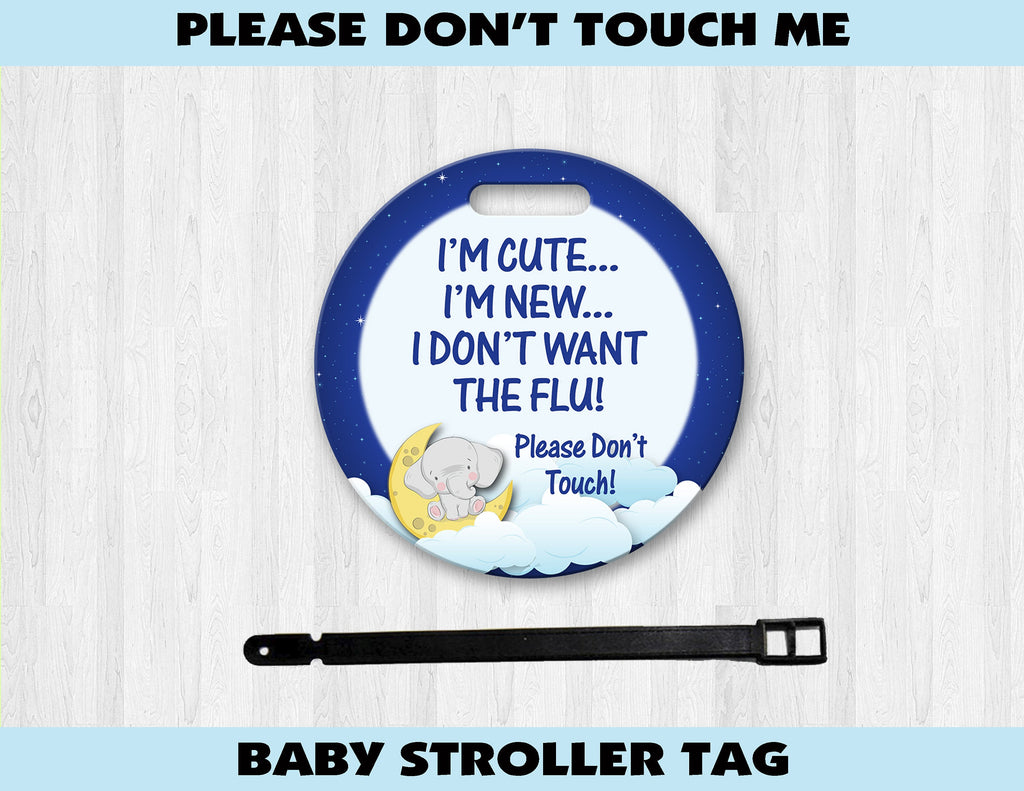 Baby Stroller Germ Tag (Elephant Clouds) - Something Sweet Party Favors LLC