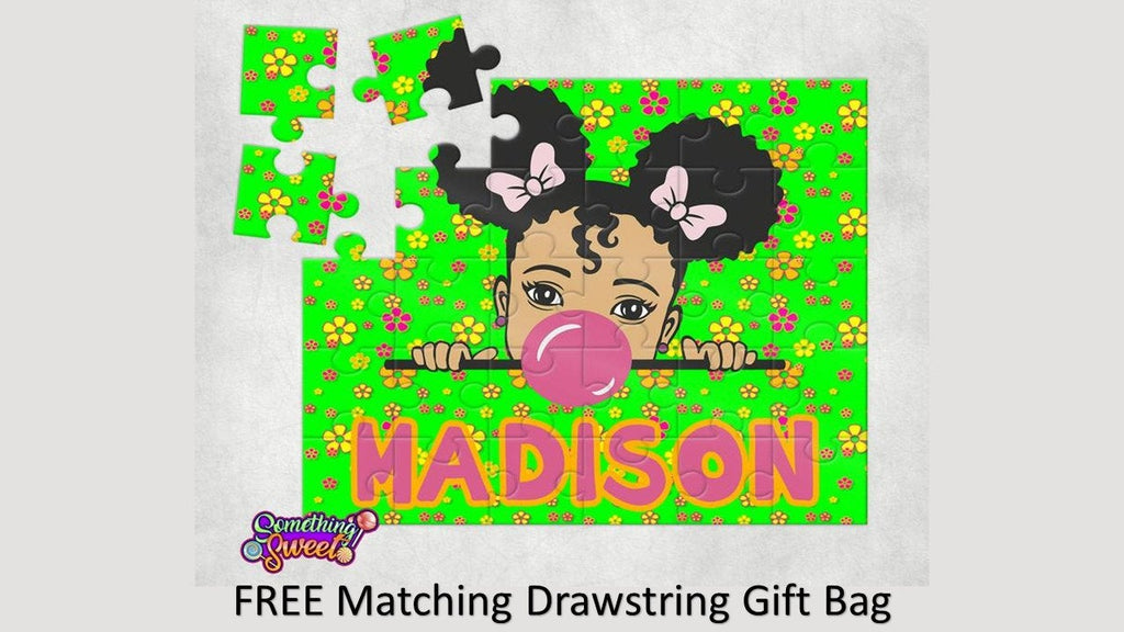 Little Girl With Daisies Kids Puzzle With FREE Matching Bag - Something Sweet Party Favors LLC