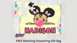 Little Girl With Gum Kids Puzzle With FREE Matching Bag - Something Sweet Party Favors LLC