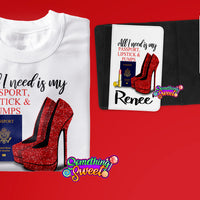 Passport, Lipstick & Red Pumps Personalized Passport Cover and Luggage Tag - Something Sweet Party Favors LLC