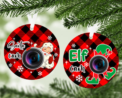 Santa or Elf Cam Ornament With FREE Velvet Pouch