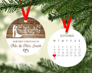 Couples First Christmas Married Ornament With FREE Velvet Pouch